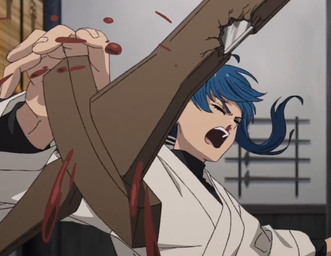 Toxicph4ntom's tweet photo. In the first frame we can see that Nina was using a rigged sword before Eris picks it up.

Eris vs Auber has this little detail where Eris closes her left eye due Auber jumping towards the bright moonlight

I expect a lot of things like this throughout the season🔥 https://t.co/5kMiZBuHIu
