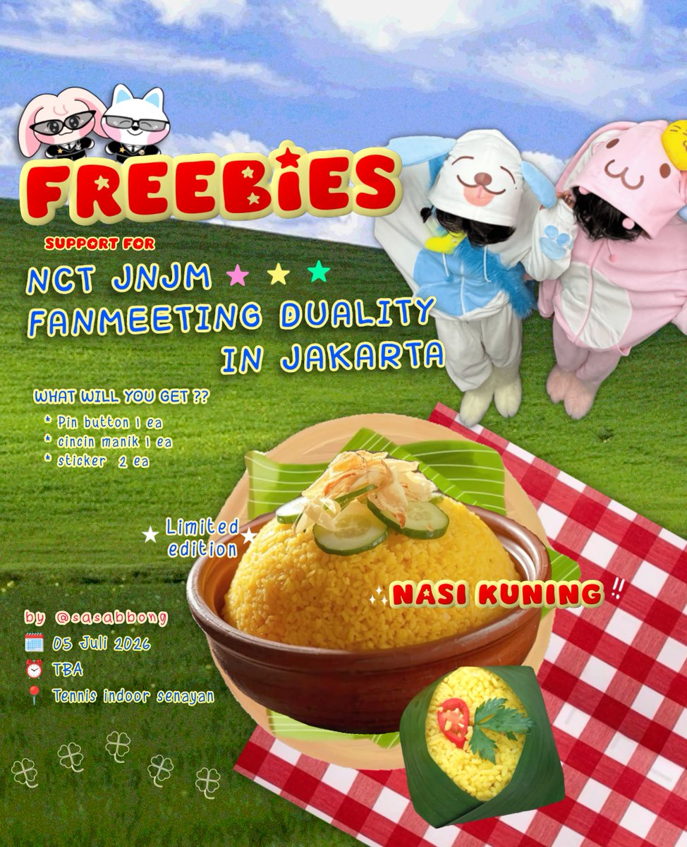 sasabbong's tweet photo. • Freebies NCT JNJM Fanmeeting Duality in Jakarta • by @sasabbong 

🗓️ 5 July 2026 (day 2)
📍tennis indoor senayan
⏰ time and location tba!

please rt &amp; like this post 🫶🏻
say hi at venue if you meet me! 👋🏻
limited qty 👀

#NCTJNJM_DUALITY #NCTJNJM_DUALITY_JAKARTA #JENO #JAEMIN https://t.co/7b79fVJogB
