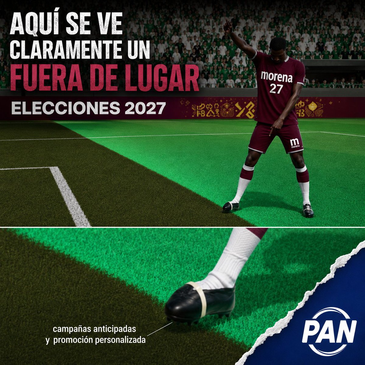 pansinaloa's tweet photo. ⚽ En fútbol esto se marca de inmediato: fuera de lugar.
En política, Morena le apuesta a que nadie pite.

Campañas anticipadas, promoción personalizada y uso del poder para sacar ventaja rumbo a 2027.

Quieren empezar antes porque saben que el desgaste ya les pesa.
#FueraDeLugar @IEESINALOA #morena #sinaloa