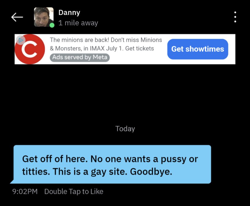 smolbabypeanut's tweet photo. Welp! The jig is up guys! Danny caught me! Guess I gotta delete my Grindr account 😔 https://t.co/tQWaeFSGkH