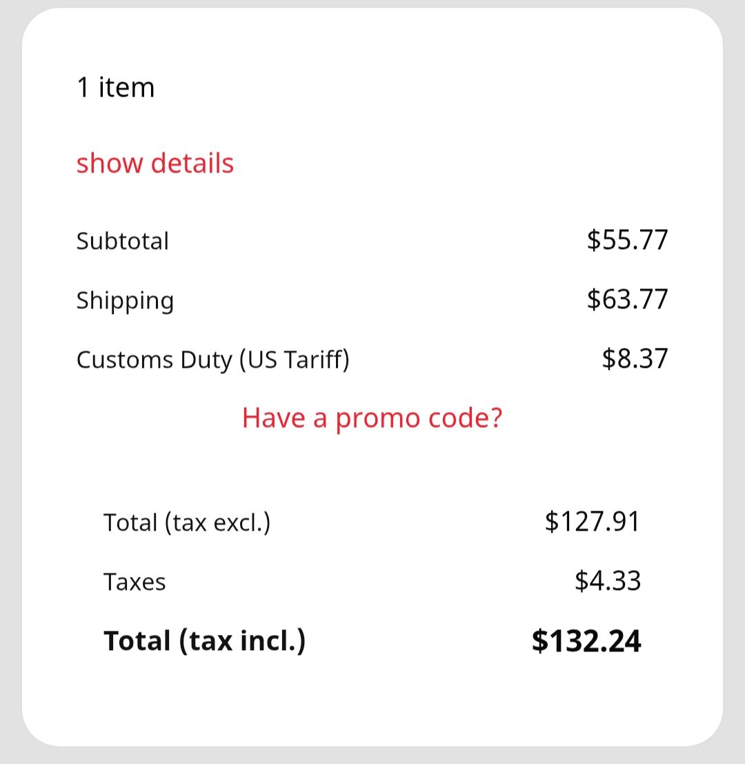 Atran4376's tweet photo. @rdrisms With duties and shipping it's still cheaper and free of scalper fingerprints https://t.co/bUim7fRQnL