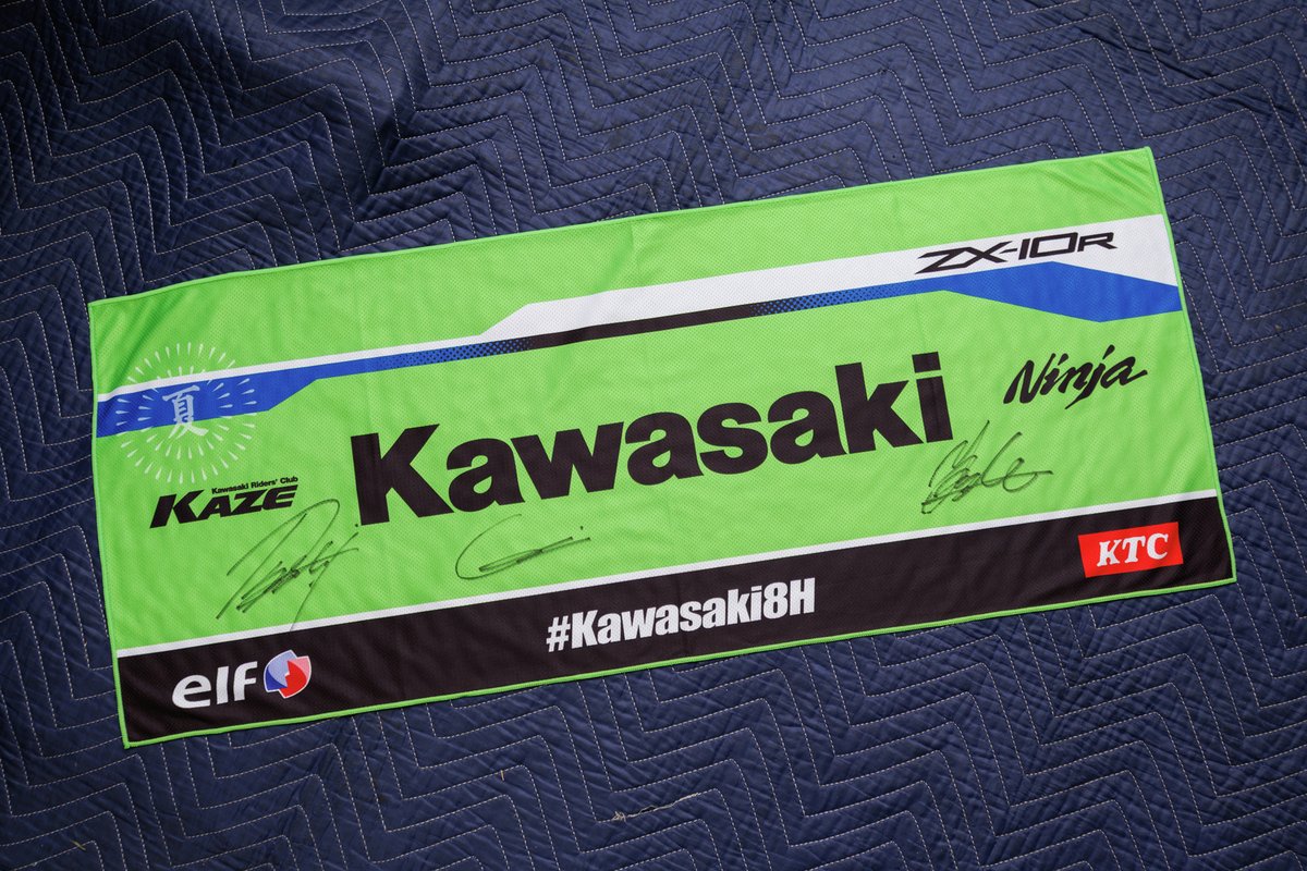 Kawasaki_JPN's tweet photo. 『皆の声が、俺たちの力だ。』
Xでカワサキチームへの応援コメントをポストしていただくと、ライダーサイン入り応援グッズが当たるキャンペーンを実施中です！

【応募方法】
・カワサキ公式Xをフォロー
・「#Kawasaki8H」をつけて応援コメント投稿

抽選で8名様に、Kawasaki Plaza Racing Team、
Kawasaki Webike Trickstarで活躍するライダーの
サイン入り応援グッズが当たります！

あなたの応援が、レースをもっと熱くする。

#鈴鹿8耐