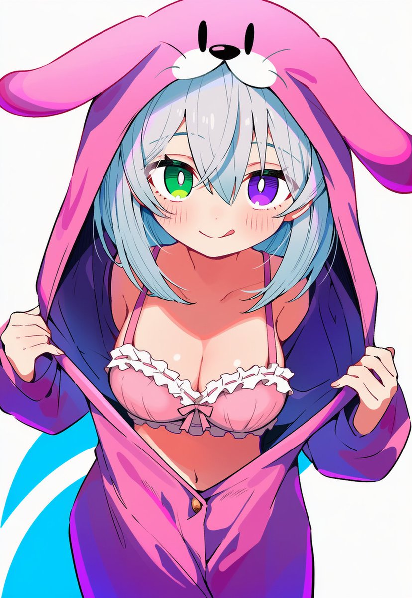 AI_Illust_000's tweet photo. 使えるかもしれないプロンプト(NovelAI V4.5 Full)

｢rabbit costume｣
うさぎを模した衣装。
着ぐるみなどの衣装を指し、バニーガールは含まれません。

｢hood up｣
頭にフードを被っている場合。
降ろした状態は｢hood down｣。

｢opened by self｣
キャラクターが自身の服を開ける仕草。 https://t.co/zvl6iZvhgd