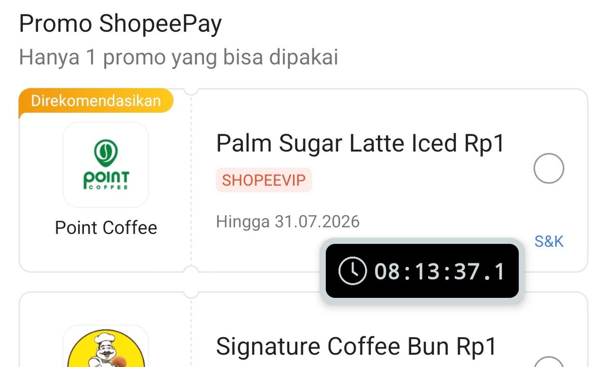 kimmyexp's tweet photo. info pekopian pagi

Point coffee Rp1 08:13 msih ada kuota

Fore coffee x BNI 8RB hari ini masih bisa https://t.co/Q9MOOJdBTh