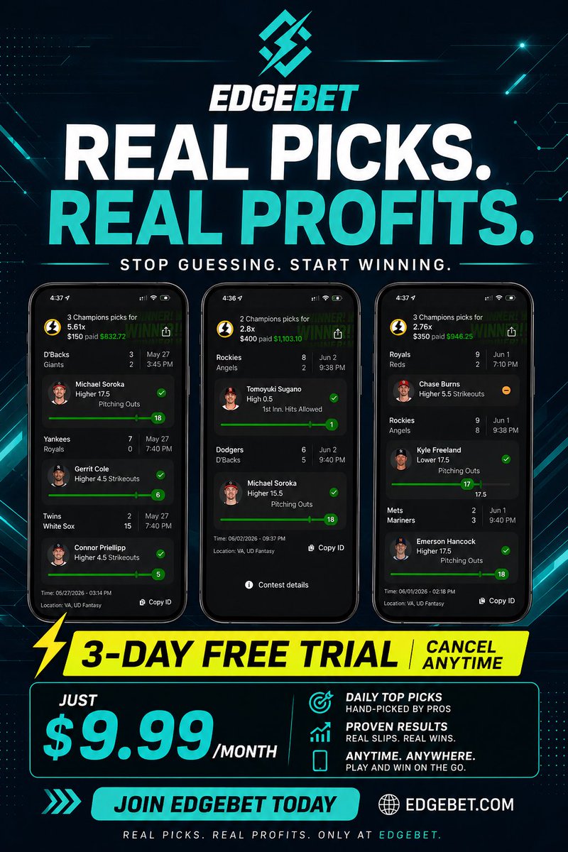 EdgeBet5's tweet photo. Real Picks. Real Profits. 💰

Don't chase bad picks.
Join EdgeBet today and get: ✔️ 3-Day FREE Trial ✔️ Cancel Anytime ✔️ Just $9.99/month after

Your next winning streak starts here.

Link in Bio‼️ https://t.co/inbSo05cjY