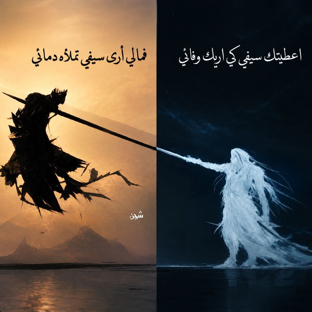 emankarm54's tweet photo. "أعطيتُكَ سَيفي لأريكَ وفائِي
فَمالي أرى سَيفي تملأه دِمائي" https://t.co/lCawk2UkA1