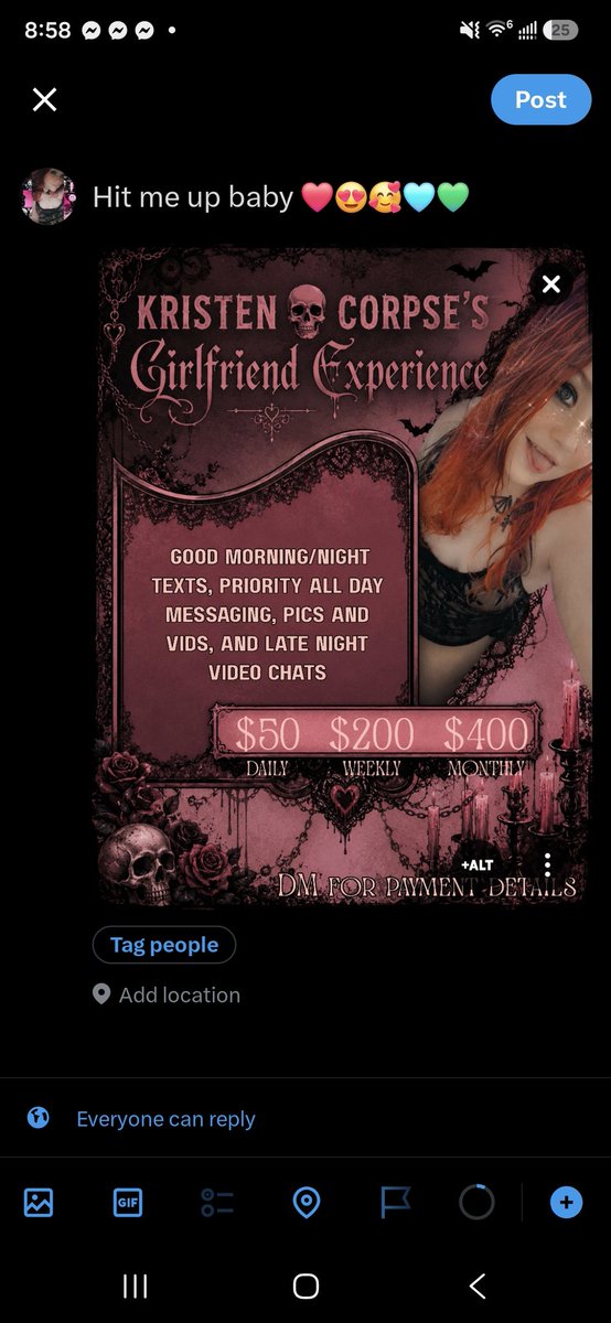 Kristencorpsexx's tweet photo. Hit me up baby 🩵💚 #gfe #girlfriend #girlfriendexperience #single #redhead #emo #goth #scene #videogames #nerd #nsfw #sw https://t.co/dd098jjgYk