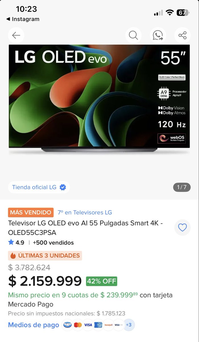 MBour21's tweet photo. Si a alguien le sirve me acaba de saltar esto en ML. Está muy bien el precio. https://t.co/s5lRfhlFKQ