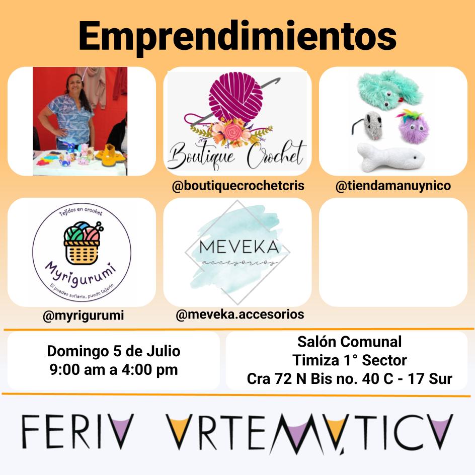 Artematica209's tweet photo. ¡Hola! 👋

Estos son los emprendimientos que estarán el domingo 5 de Julio de 9 am a 4 pm, en el salón comunal de Timiza 1° sector. 🎪🎶👨‍👩‍👧‍👦🍽️🛍️

¡Te esperamos! ✨

Ubicación: 📍 https://t.co/S4SLNjIk4F https://t.co/JrhMUYqUsQ