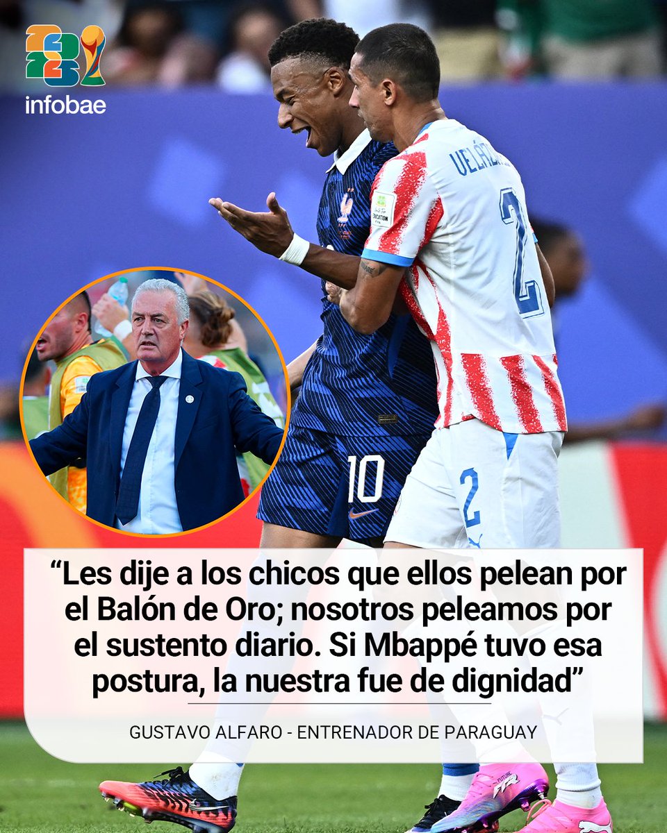 infobae's tweet photo. 🇵🇾 "NOS SENTIMOS MUY ORGULLOSOS"

Gustavo Alfaro fue contundente en sus declaraciones tras la eliminación de Paraguay en el Mundial y admitió que la Albirroja dejó la piel adentro de la cancha. 🏆 https://t.co/nYPFgNgtkj