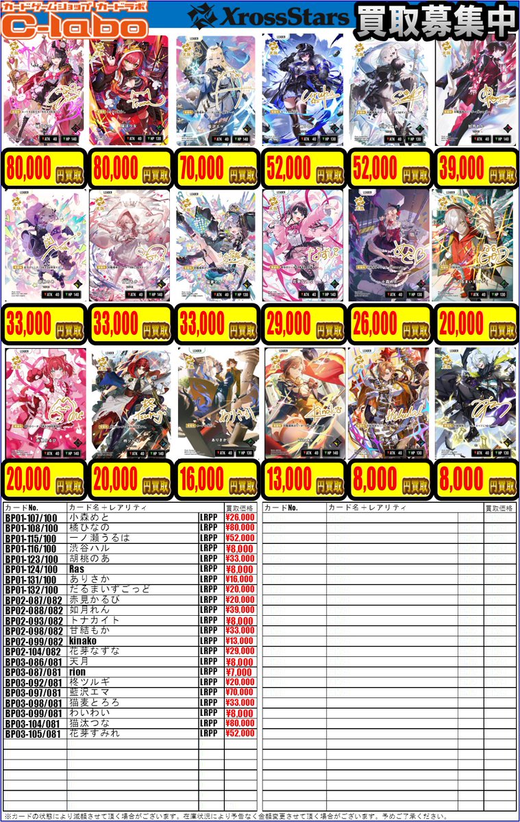✨【#クロススターズ 買取情報】✨ ＿人人人人人人人人人人人人人人＿