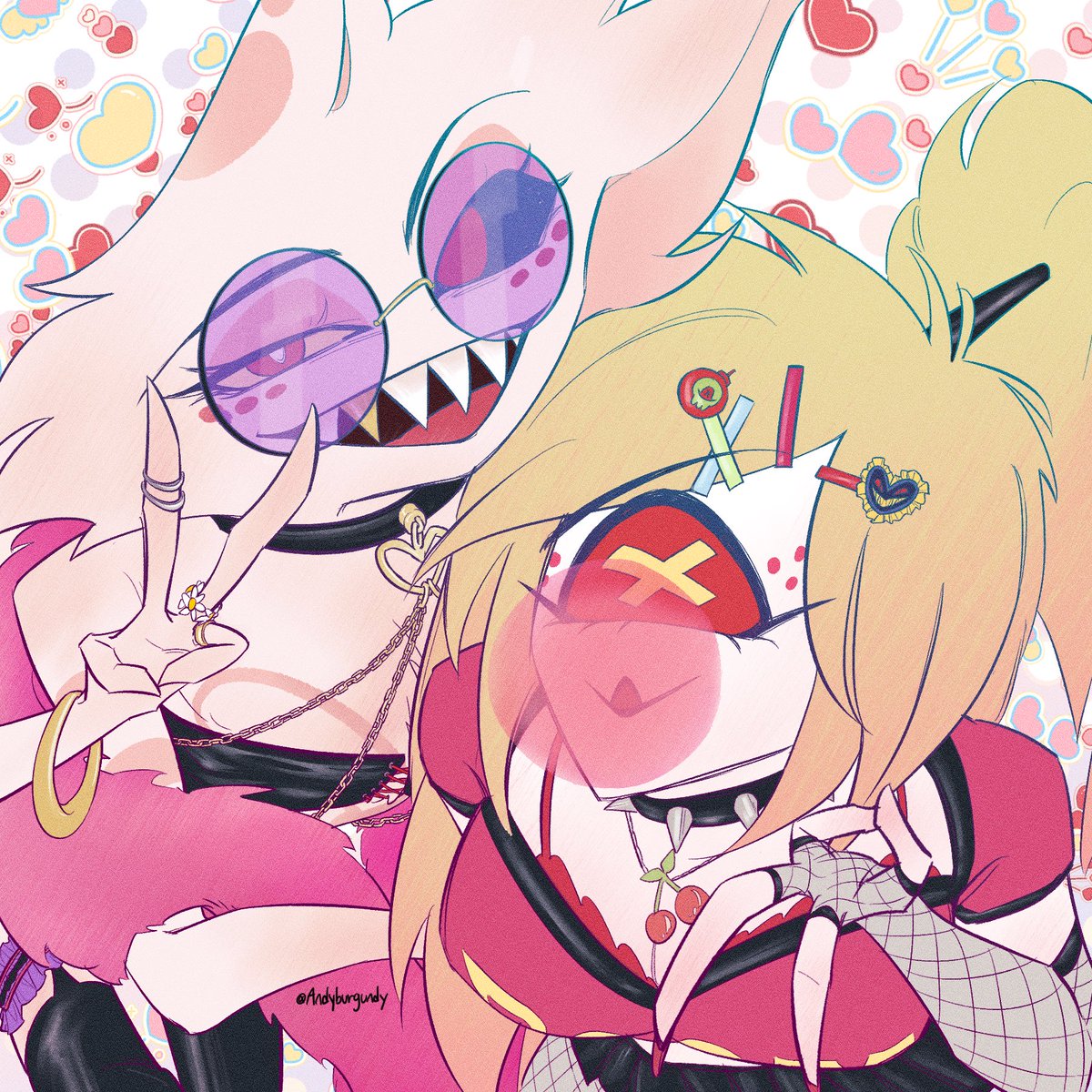 Andyburgundy's tweet photo. #hazbinhotel 🕷️🍒
❤️❤️💛💚🩵💙💜 https://t.co/cQAWxgOsW9