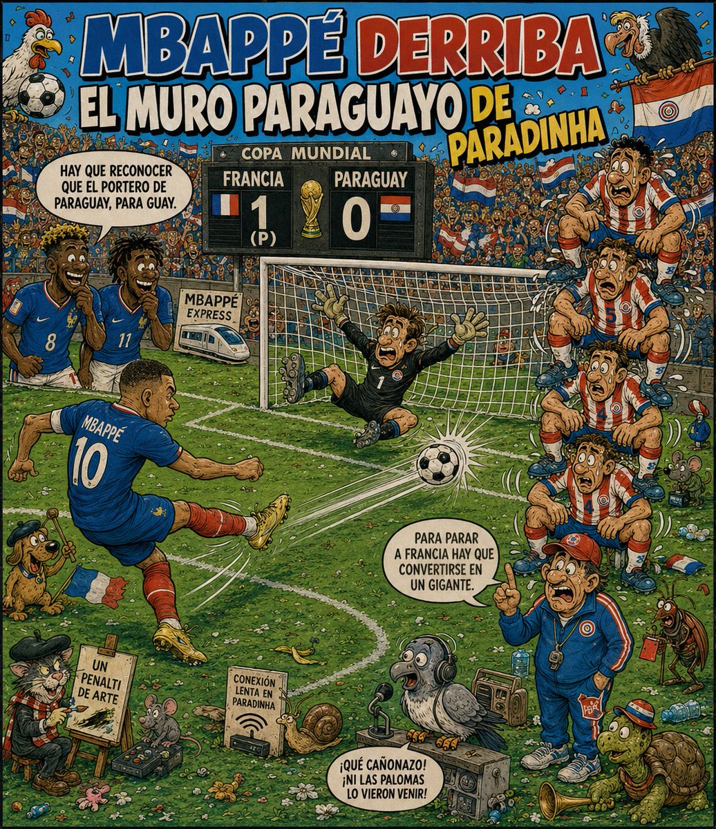 adolfomena72's tweet photo. FUTBOL+HUMOR IS POSIBOL. Capitulo 46º
Paraguay puso todo el empeño del mundo para frenar el vendaval francés. 
Les blues recibieron de lo lindo y tan solo desde los 11 metros desequilibraron la balanza. 
El portero paragua Orlando Gill sale muy revalorizado de este mundial. https://t.co/8CKfBJ0IHe