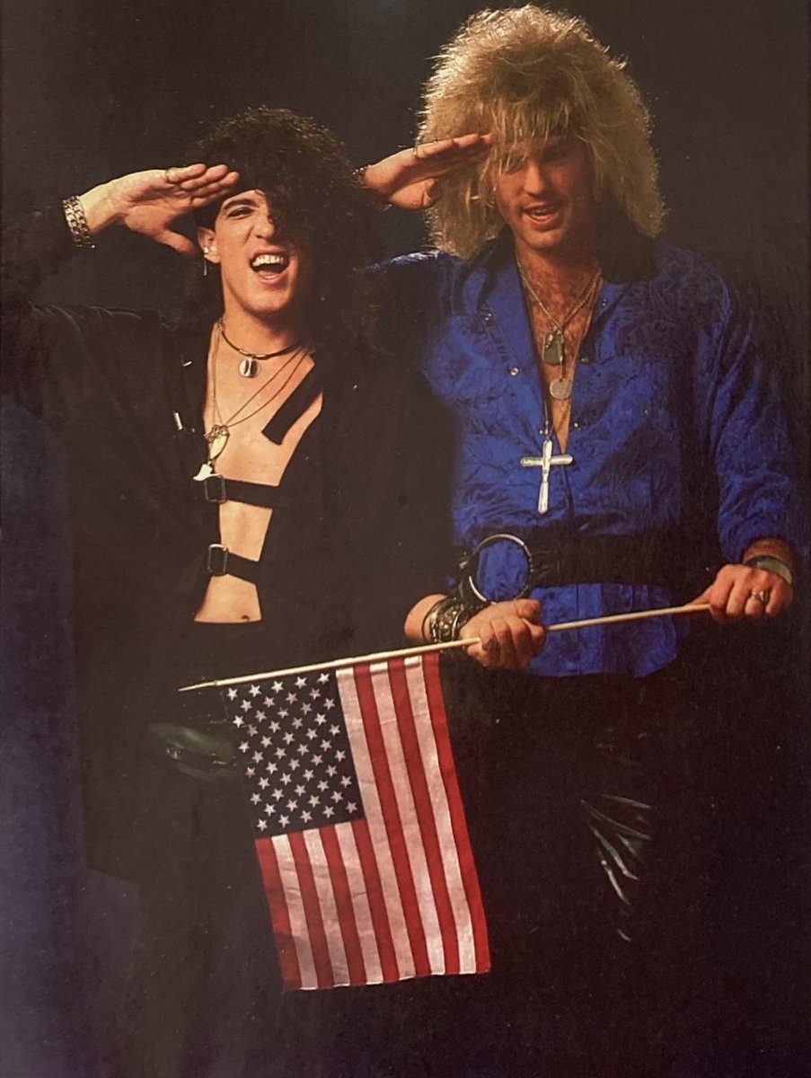 SEPRatt2026's tweet photo. โBackstage Blast โ Happy 4th of July circa 1985 with Robbin โKing Crosby and Stephen Pearcy of RATT the @theRATTpack #forthofjuly Photo courtesy @markweissguy 2026 https://t.co/7j4yqvnUi1