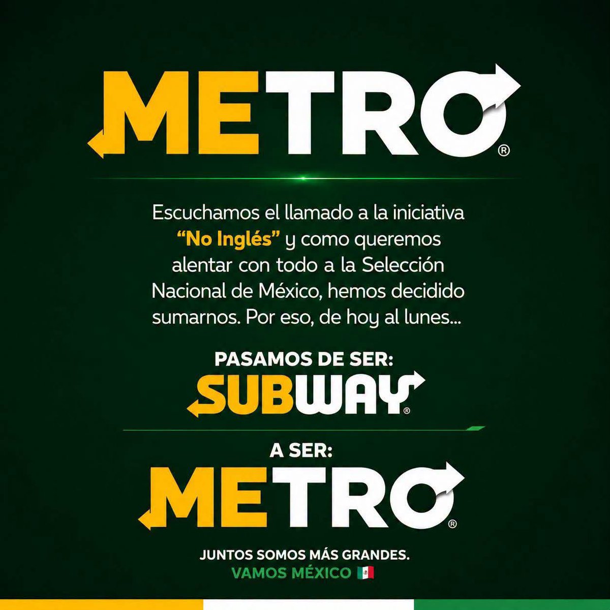 UniversalHgo's tweet photo. 🇲🇽📲 El fenómeno “No inglés” conquistó las redes sociales. Marcas de todo tipo comenzaron a lanzar mensajes creativos en la antesala del México vs. Inglaterra… pero, ¿cuál es el origen de este trend? https://t.co/zGARxOc1wo