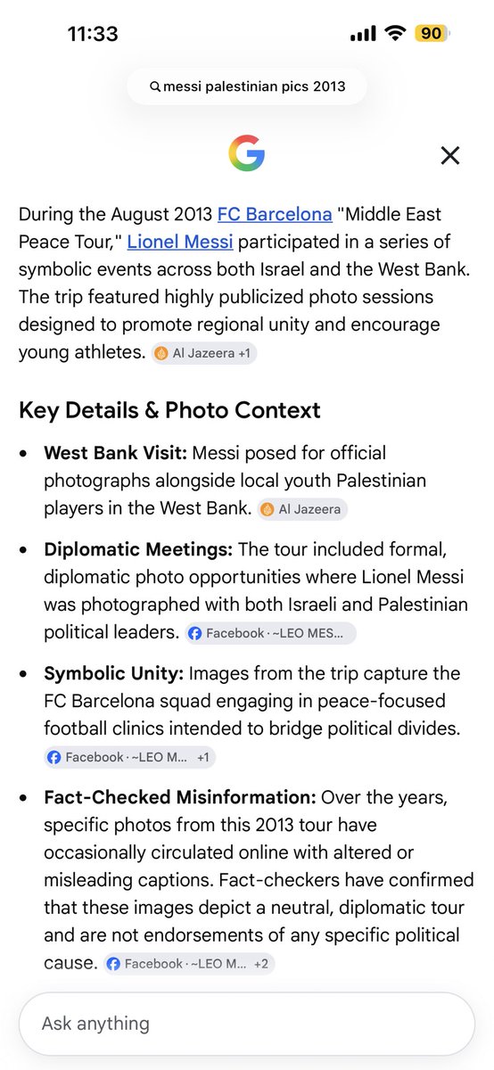 TalksCric12's tweet photo. @susanabulhawa @BattlementLK That’s the background. All these pics from 2013 being pushed now by accounts with anti-Messi agenda. I am a Palestine supporter too. But this is a conscious effort on social media to portray Messi as a Zionist. https://t.co/vnDDVyUxSc