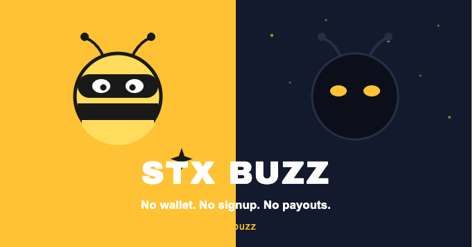 stxAI_io's tweet photo. We built a crypto game where rank pays nothing.
No wallet. No signup. No payouts. BUZZ can't be bought — only earned, 2 minutes a day.
Why? Because the moment rank pays, bots arrive and the leaderboard means nothing.
Boring economics. Honest leaderboard. Try it: -> 🐝 https://t.co/2WivHDetjL