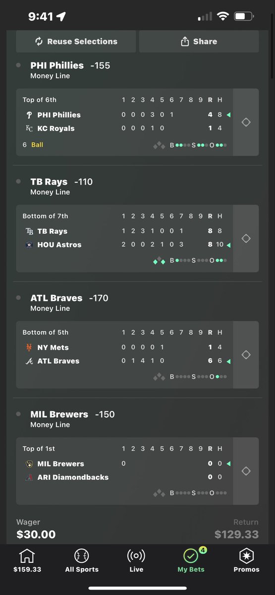 slitheryfox's tweet photo. MLB ML CASH ✅💰 7/4 

back to back nights 
I said it before I will say it again you don’t have to hit big you just have to stack your wins! And you know I got a few more slips with cash outs simmering. https://t.co/pB7SMYTcFC
