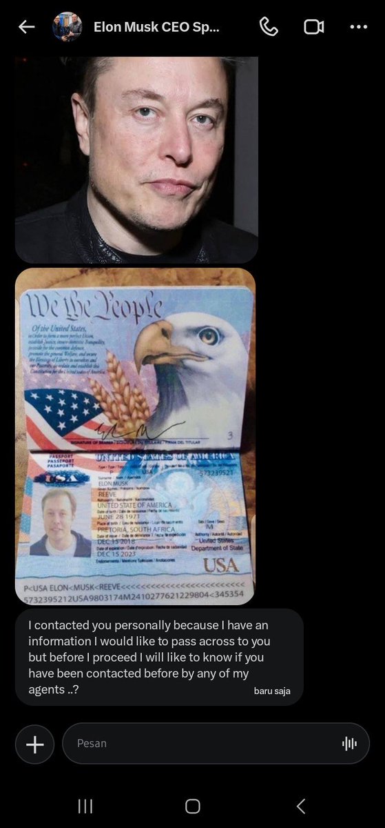 chisadleo's tweet photo. Masa tiba2 di dm elon musk kw 😂🤣 https://t.co/CQ36JOSFTV