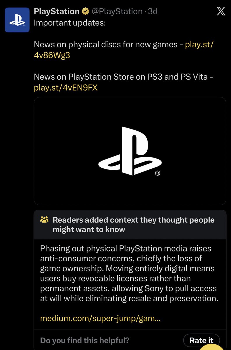 RinoTheBouncer's tweet photo. PlayStation got community noted for the third time with helpful context🚀 https://t.co/1g72ePHp4B