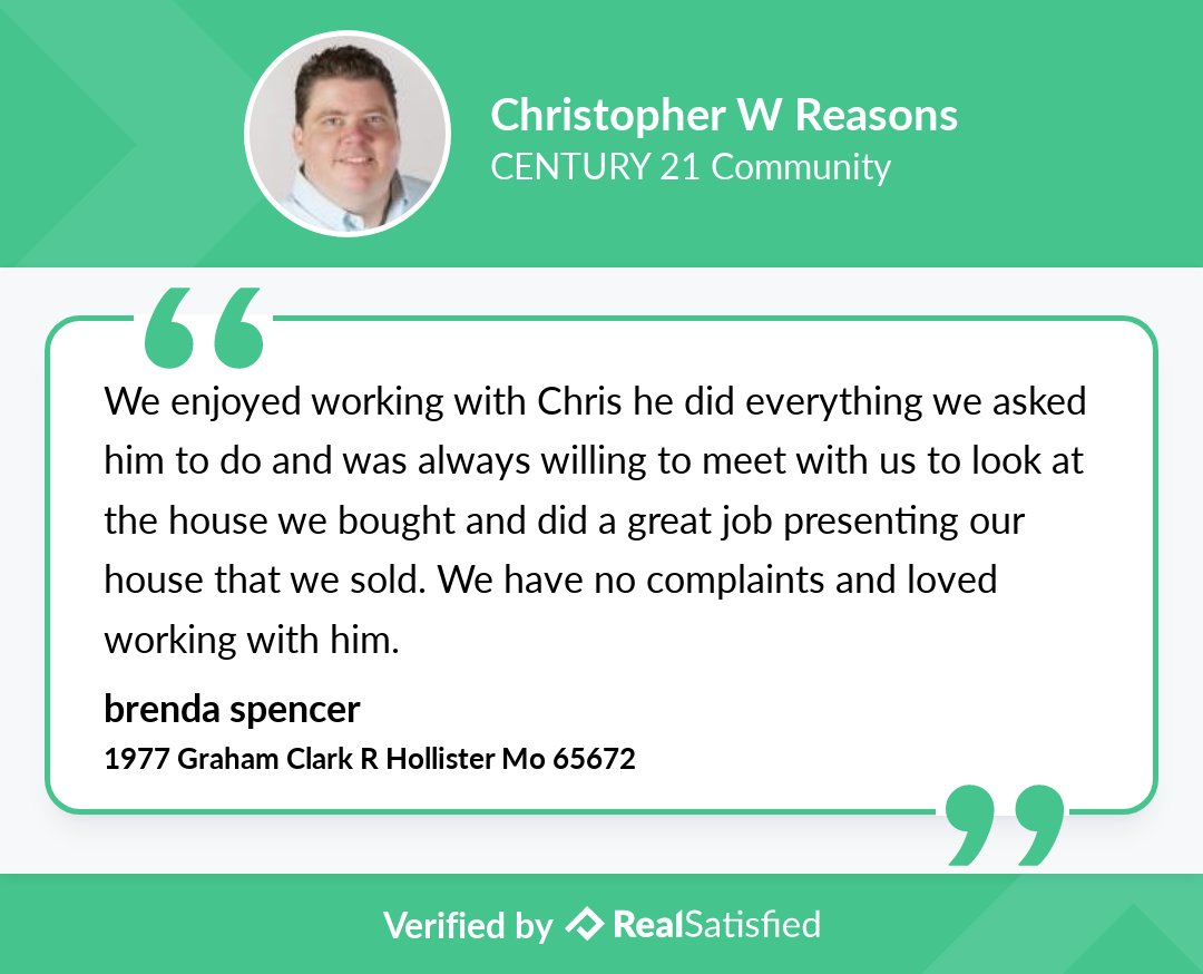 ChrisReasons's tweet photo. Truly satisfied clients leave me #elated.
See my reviews: https://t.co/YbPJTxa6e5
via @realsatisfied https://t.co/QtNyR26wDn