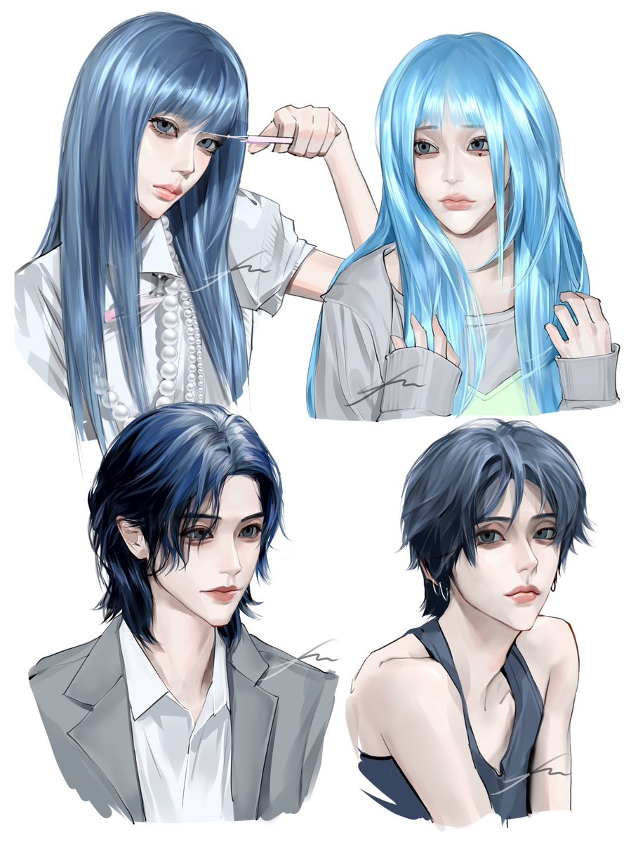 LFHhhhhhhhh's tweet photo. Blue hair
#winter #iroha 
#leehan #yeonjun https://t.co/nq483VFGmU