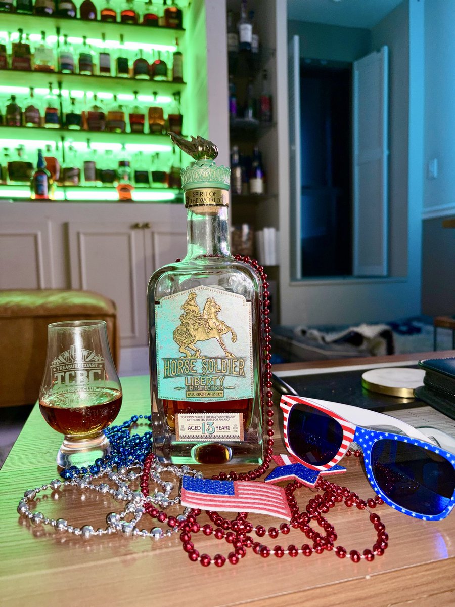 AdrienneGang's tweet photo. Happy 250th Birthday @America! Celebrating with @HorseSoldierUSA Liberty Bottle and the #TreasureCoastBourbonClub #DrinkHorseSoldier #America 🇺🇸🗽🎂🥃🎆🇺🇸 https://t.co/oN6stIejYr