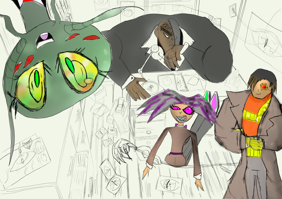 lack_d688's tweet photo. Hi fellas! concept art for serie EYES OF MADNESS. Progress.Insmouth Stricker team-know as HUNTERS 1. C'Tilla 2. Spikes 3. Armitage 4. Outsider https://t.co/PW7tbibQ3U