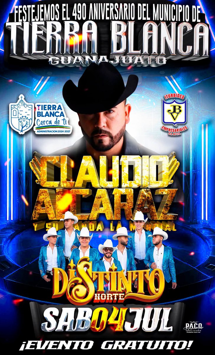 HugoCesarRami11's tweet photo. ✨Hoy Sábado 04 De Julio✨
Tendremos #Fieston 

En Tierra Blanca, Guanajuato.

Solamente Con Los Mejores💪🏻
@ClaudioAlcaraz y Su @BandaLaMundial

Acompañanos a Cantar Todos Sus Éxitos🎶🎶
Evento Totalmente Gratuito 
¡No Faltes!

#SeguirlosEsMiDecision
#ElSeñorDeLosFiestones https://t.co/tdusOqm7h7