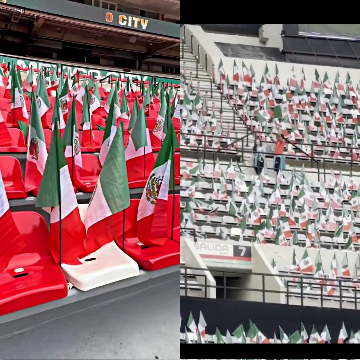 Christi6179520's tweet photo. Hay banderas mexicanos en cada asiento del Azteca 🏟🇲🇽 

Mañana habrá un mosaico y ambiente único entre 80 mil personas 🙌 https://t.co/i28mYriJ70