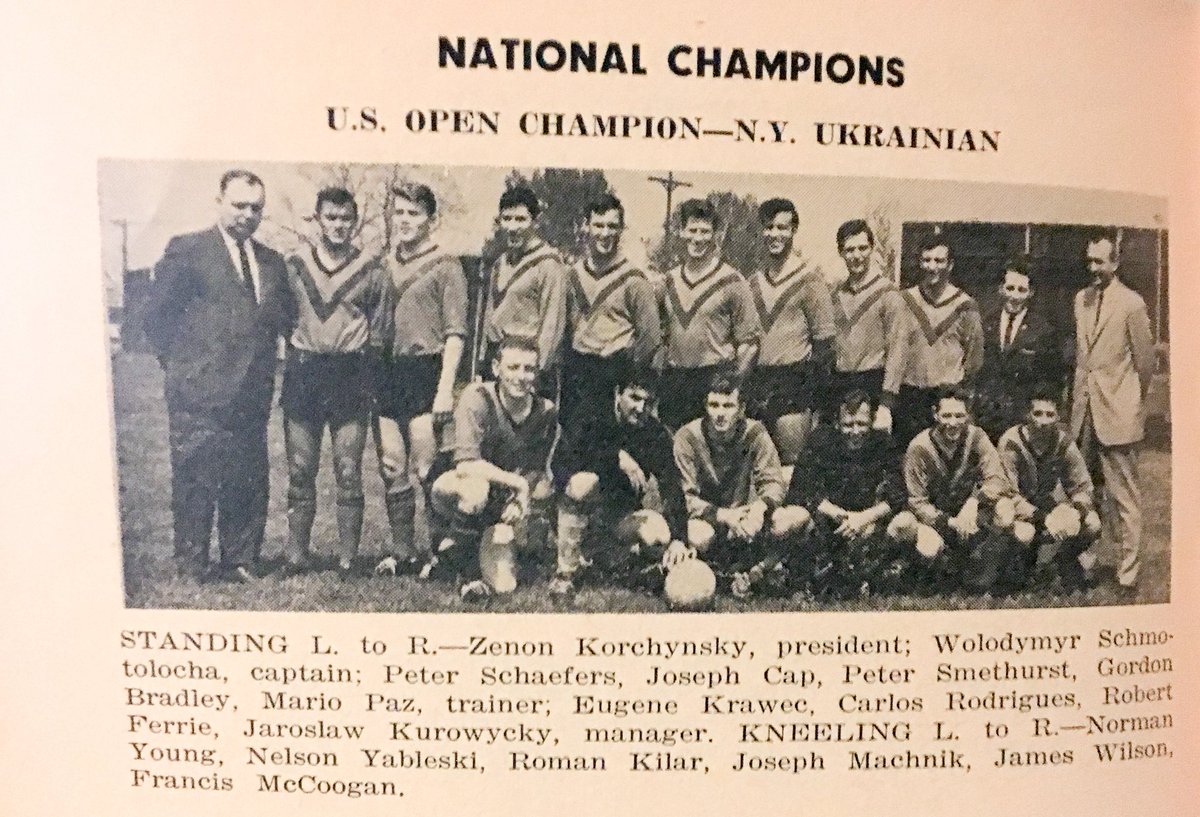 usopencup's tweet photo. Today in #USOpenCup history... #OTD 1965: In a rare #July4th match in USOC history, Ukrainian SC (NYC) defeats #Chicago's Hansa 4-1 in OT in the 2nd leg of the Final to lift the trophy 5-3 on aggregate. Fox & #FIFAWorldCup rules expert Joe Machnik featured for the winners. https://t.co/QRVPozVBiD