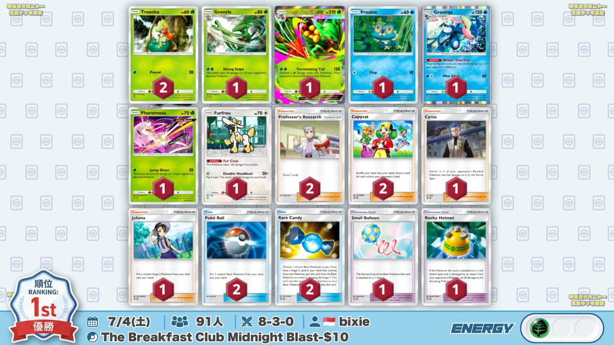 🌏 ポケポケ 大会結果｜7/4(土) 🌏 ︎ 『メガサーナイトex』が準優勝