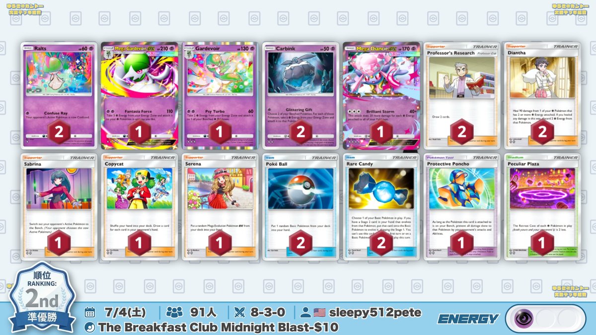 🌏 ポケポケ 大会結果｜7/4(土) 🌏 ︎ 『メガサーナイトex』が準優勝