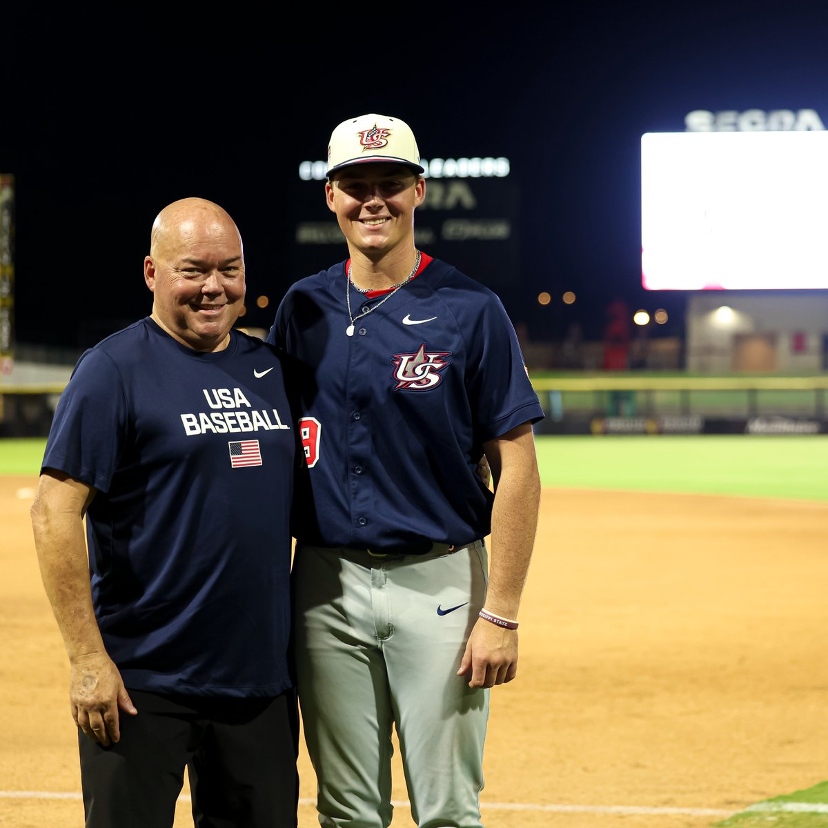USABaseballCNT's tweet photo. An incredible night for @R_McPherson10 and @camdensunstrom1, playing in front of their loved ones who have served our country ๐ซถ https://t.co/BLdRmtfSTX
