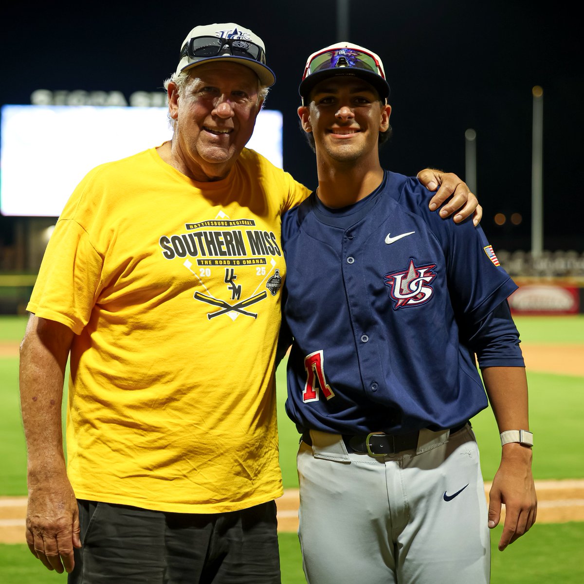 USABaseballCNT's tweet photo. An incredible night for @R_McPherson10 and @camdensunstrom1, playing in front of their loved ones who have served our country ๐ซถ https://t.co/BLdRmtfSTX