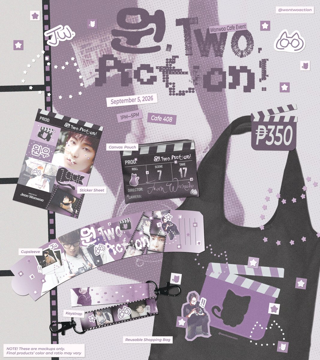 wontwoaction's tweet photo. 원, Two, Action! — a Wonwoo Cupsleeve Event 🎬

The wait is over!

Take a look at all the inclusions waiting for you. 🐈‍⬛

Registration will start on
July 17, 7:17 PM ⭐
#WonTwoAction https://t.co/jaIeGNHSQM