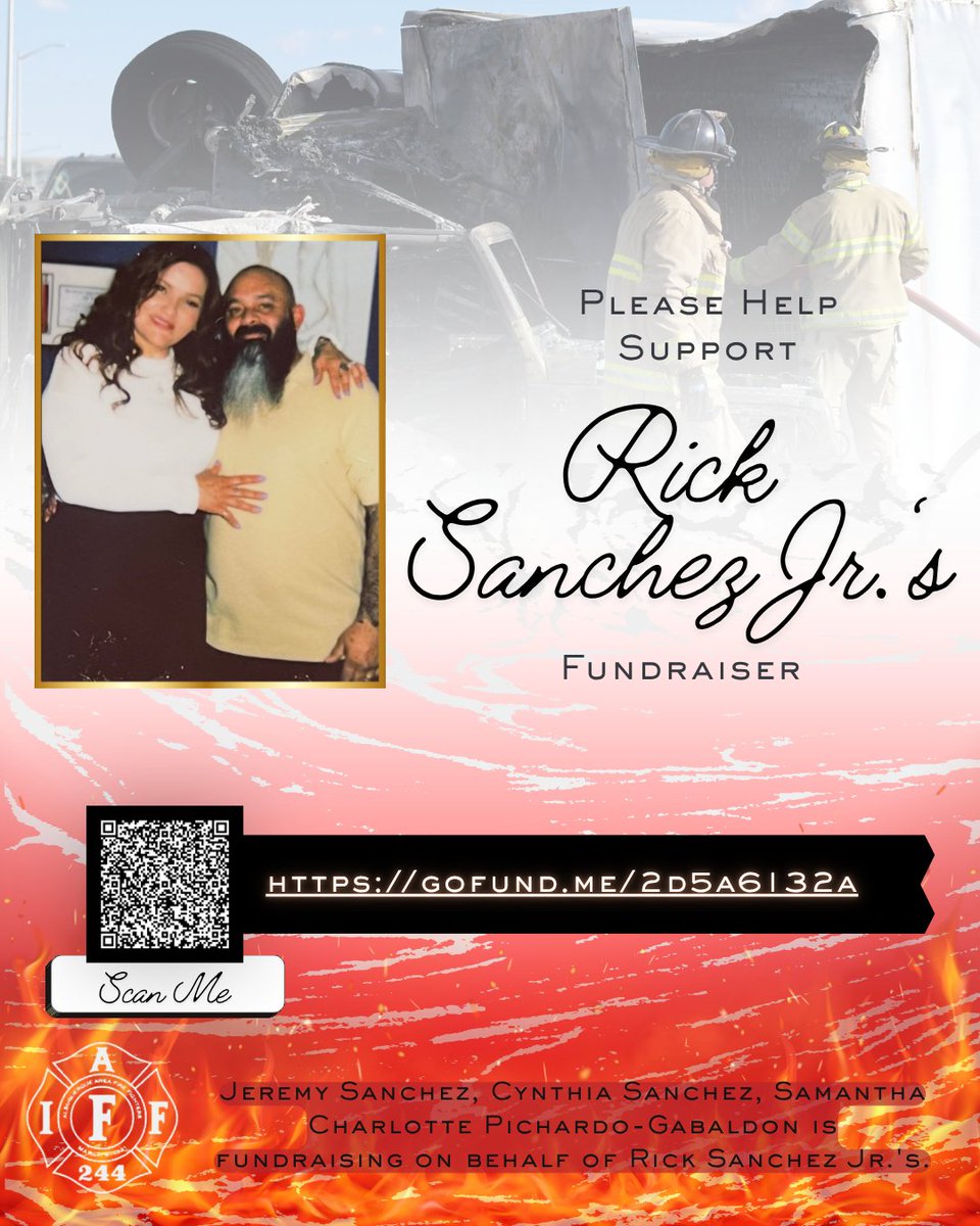 iafflocal244's tweet photo. Our brother Rick Sanchez Jr. was recently involved in a devastating car accident. Please consider supporting Rick and his family during his recovery by donating or sharing his GoFundMe.
https://t.co/y44zgsn2br
#IAFF244 #FireFamily #SupportOurBrother #StrongerTogether https://t.co/NOzwbuTe3E