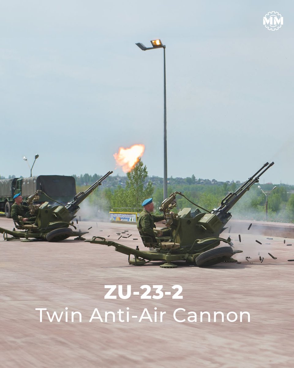 MilitaryMechs's tweet photo. The ZU-23-2 is a Soviet twin 23mm AA gun built for low-altitude defense against aircraft & helicopters. Lightweight & vehicle-mountable, it's now widely used for counter-drone operations & direct fire support in recent conflicts.
#ZU232 #AntiAirCannon #MilitaryMechanics https://t.co/cV37XeeFx3