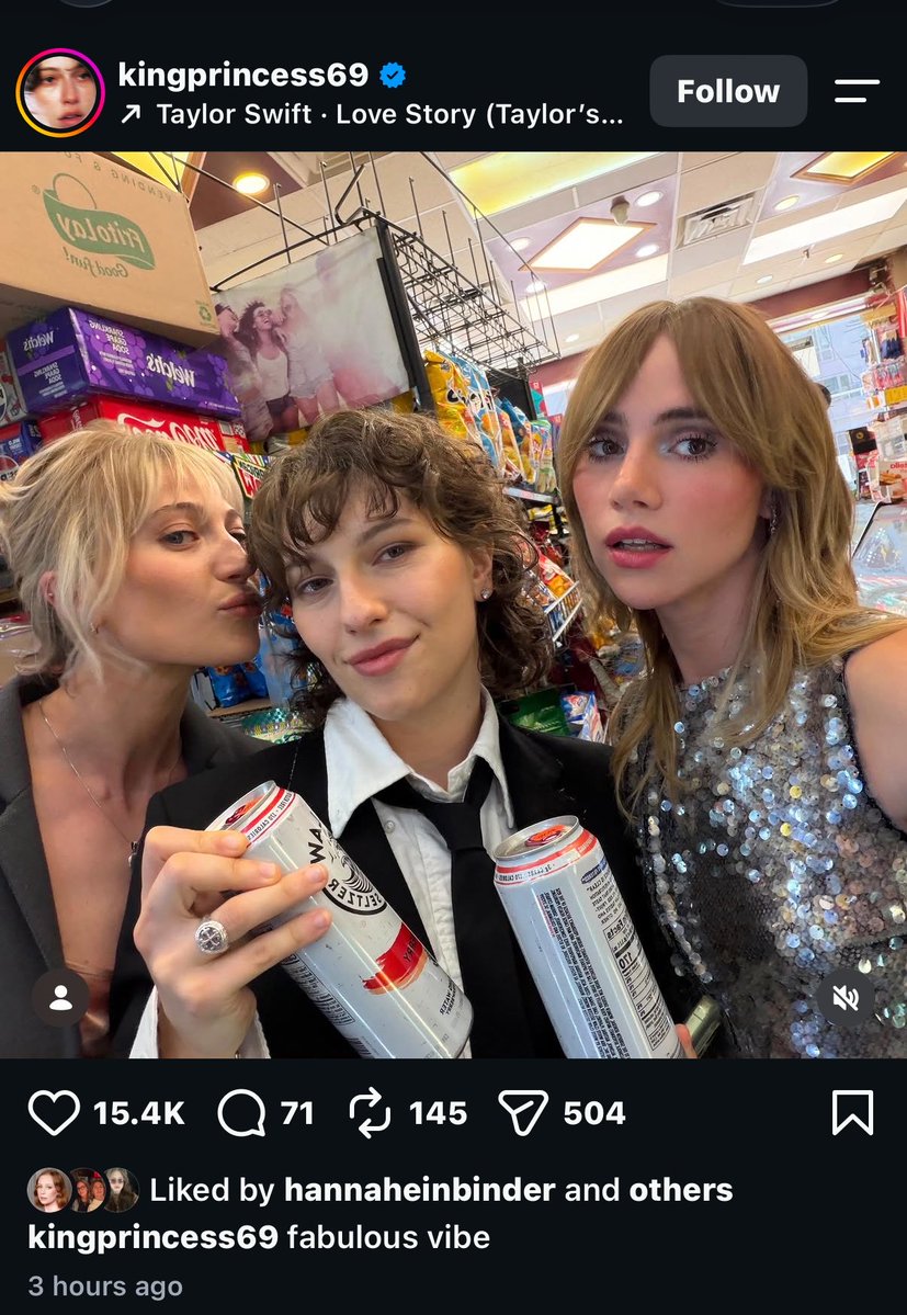 lavendersrains's tweet photo. this is objectively hilarious what do you mean suki waterhouse and king princess picked up white claws before taylor swifts wedding https://t.co/bZNHJSkmrG