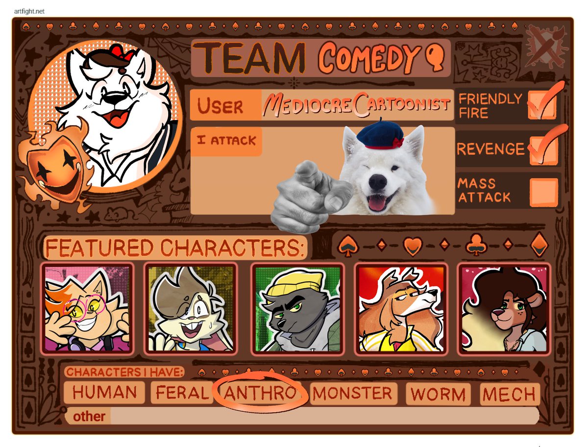 mediocrewillow's tweet photo. @jackgonesilly Oooh!!! Your characters are so expressive I gotta get in there. Here’s mine fellow team comedian!

https://t.co/KdzlkdgYy4 https://t.co/RxA5wh0f5q