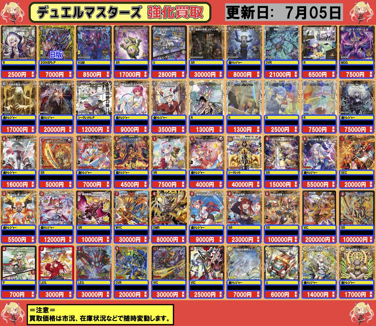 fc_honatsugi's tweet photo. 【#デュエルマスターズ】買取情報

新弾
https://t.co/LvaNluQYzi
旧弾
https://t.co/mXZy8cdAsB

「祝」の頂ウェディング/SR 450000
王道の革命ドギラゴン/SR 110000
剣轟の団長ドギラゴン王道/DMR 130000
メンデルスゾーン/R 140000

＃デュエマ https://t.co/YGT6Vvnz12