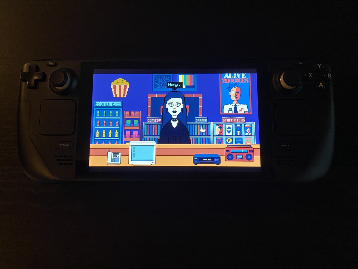 videonightz's tweet photo. I've done some testing of Video Nightz on Steam Deck!

Video Nightz doesn't currently have controller support, but it does work on Steam Deck using right stick to control the cursor. Touchpads &amp; touchscreen work as expected.

Try the demo on Steam

#screenshotsaturday #steamdeck https://t.co/wYdvmH2xyP