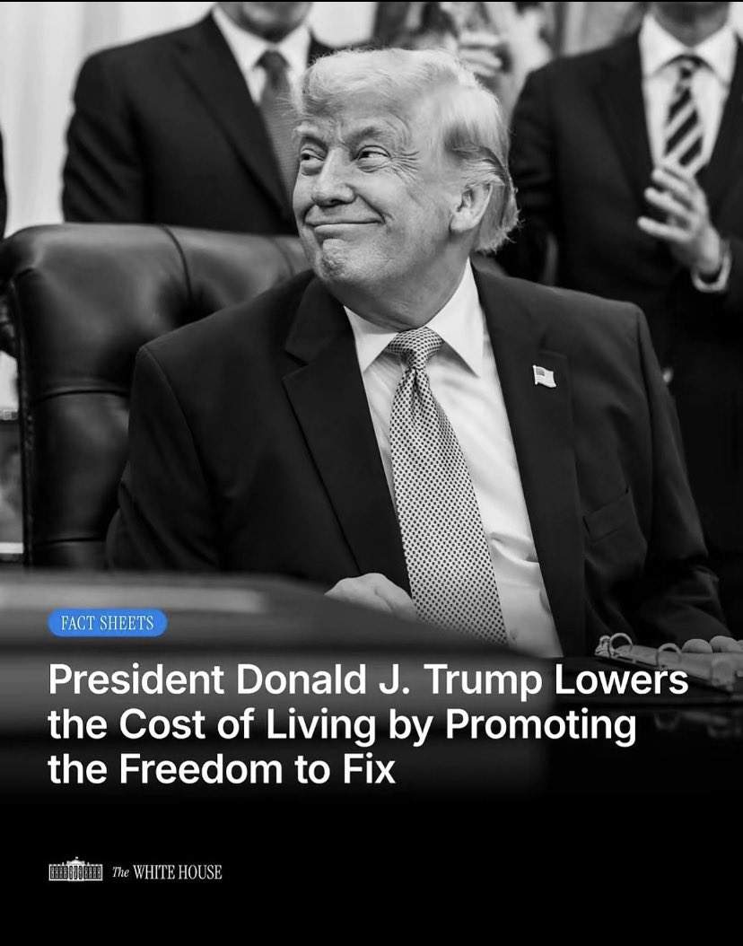 Real_JFKjr00's tweet photo. President Donald J. Trump is LOWERING COSTS for American families by giving back the freedom to fix their own vehicles, and slashing burdensome regulations that get in the way. 🇺🇸 https://t.co/mWGWtj6gh1