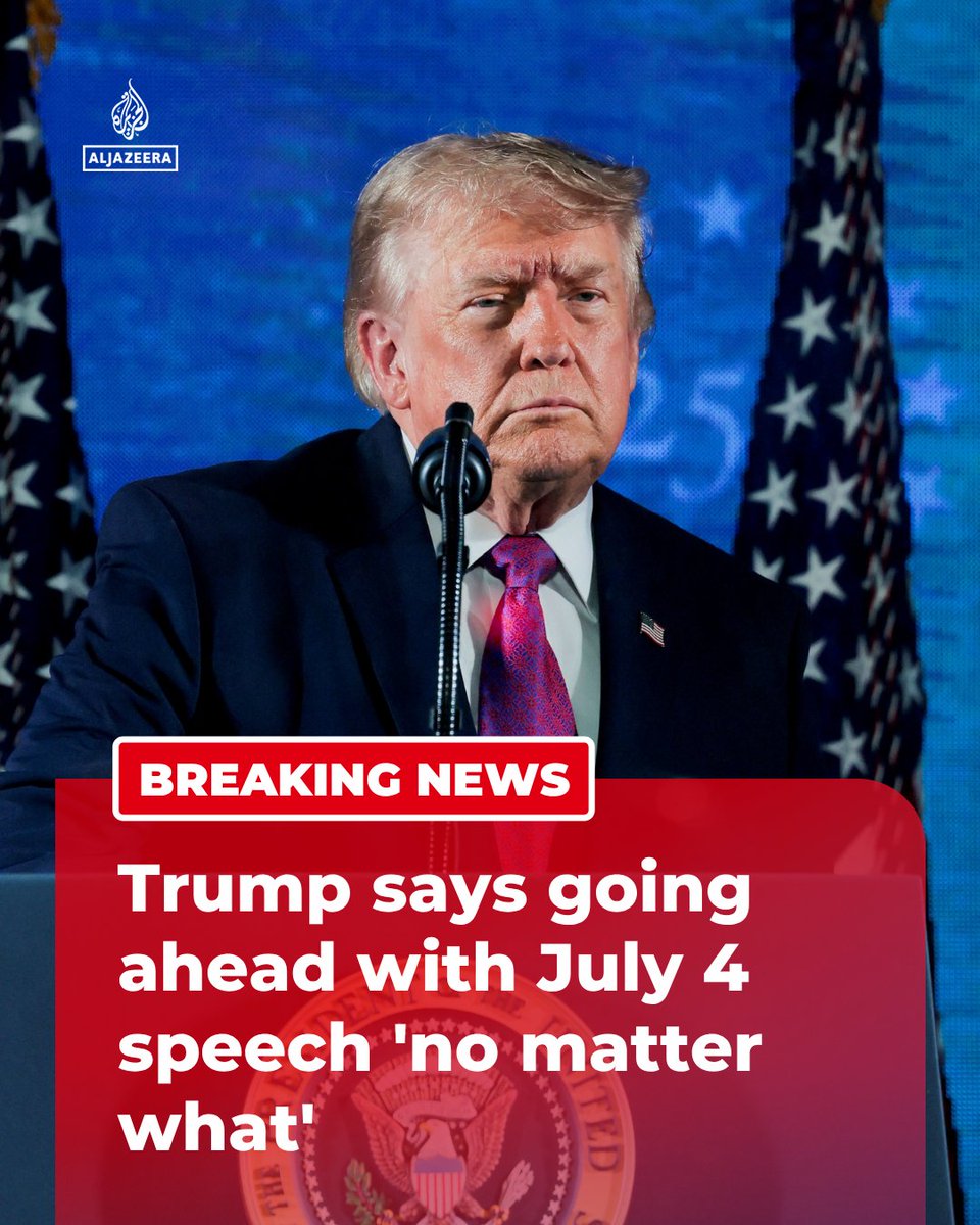 BREAKING: US President Donald Trump says he will deliver a speech in Washington DC "no matter what" after severe weather forced the temporary evacuation of thousands ahead of celebrations marking the United States' 250th Independence Day.