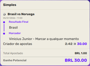 jon_cavalera's tweet photo. ⚠️ OPORTUNIDADE ODD 30.00!

Brasil para vencer e Vini jr para marcar Gol!

▶️ Feita nos comentários:

🔞 Jogue com responsabilidade! https://t.co/7Nw4QuYvf1