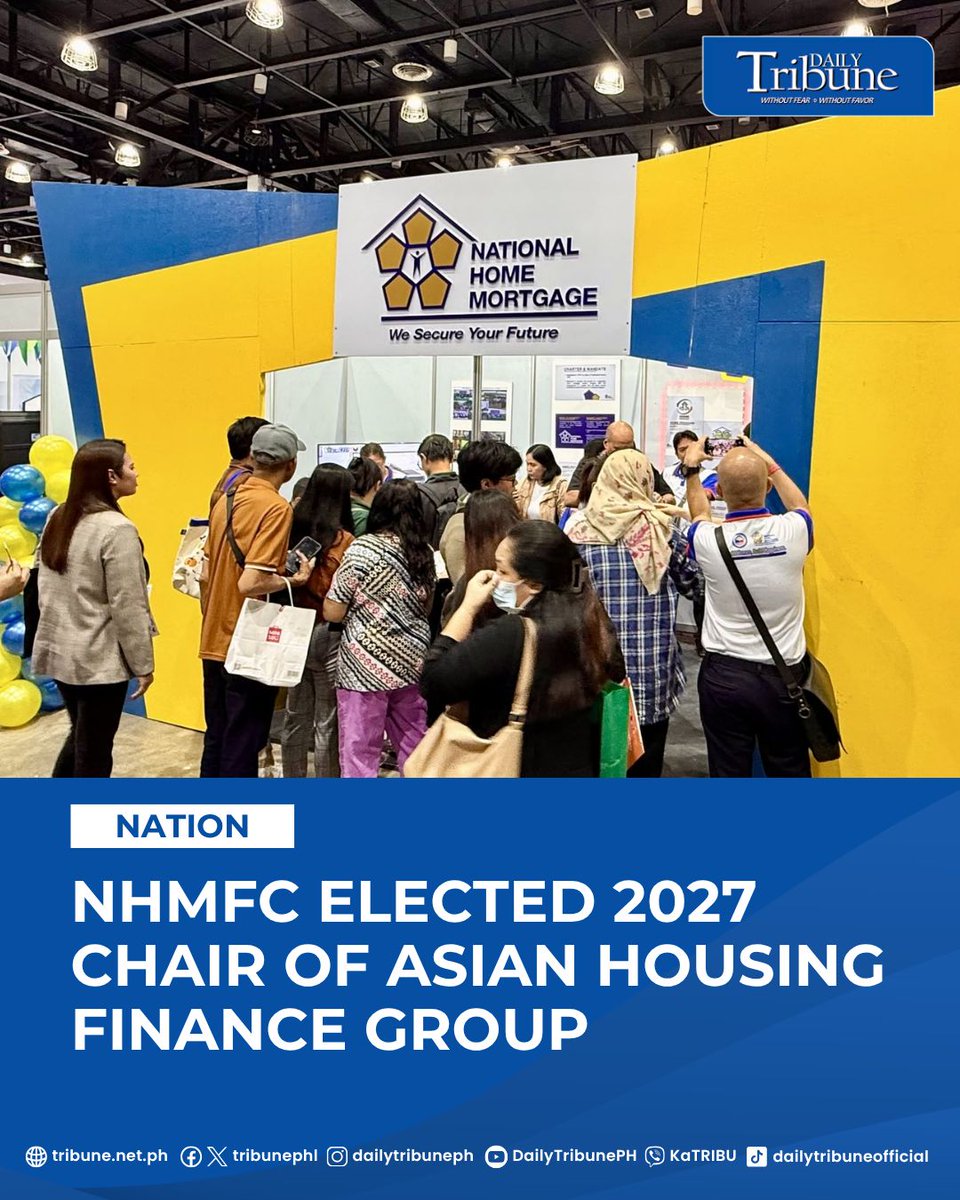 tribunephl's tweet photo. The National Home Mortgage Finance Corporation (#NHMFC) has been unanimously elected chair of the Asian Secondary Mortgage Market Association (#ASMMA) for 2027, giving the Philippines a larger role in promoting regional cooperation on housing finance.
#dailytribune https://t.co/rhOnAQdYUk