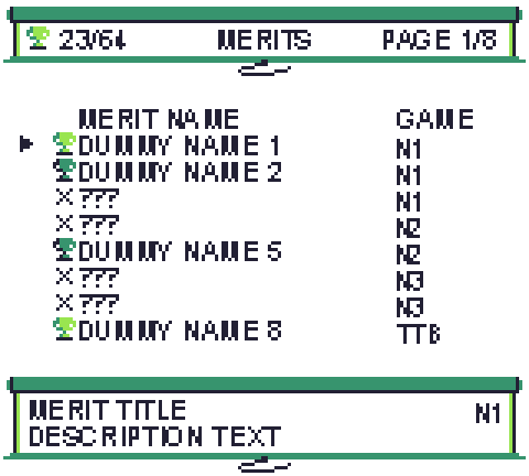 Bownly's tweet photo. Day 205. Did some code stuff, but this is ironically the most presentable thing that I worked on today. A WIP mockup of the merits screen layout. Believe it or not, it took me like an hour of messing around with different ideas to arrive at this. Initial implementation tomorrow? https://t.co/pDkrsVg4Wm