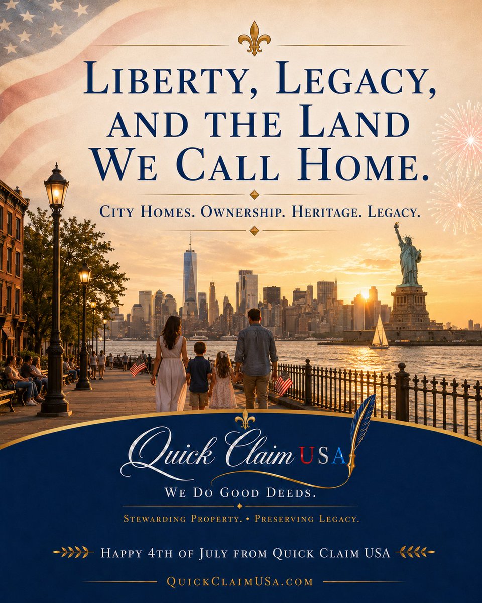 QuickClaimUSA's tweet photo. Freedom is not only what we celebrate. It is also what we preserve. For many families, that includes the home, the land, and the legacy behind it.

#july4th #freedom #celebration https://t.co/20fXlnB51N
