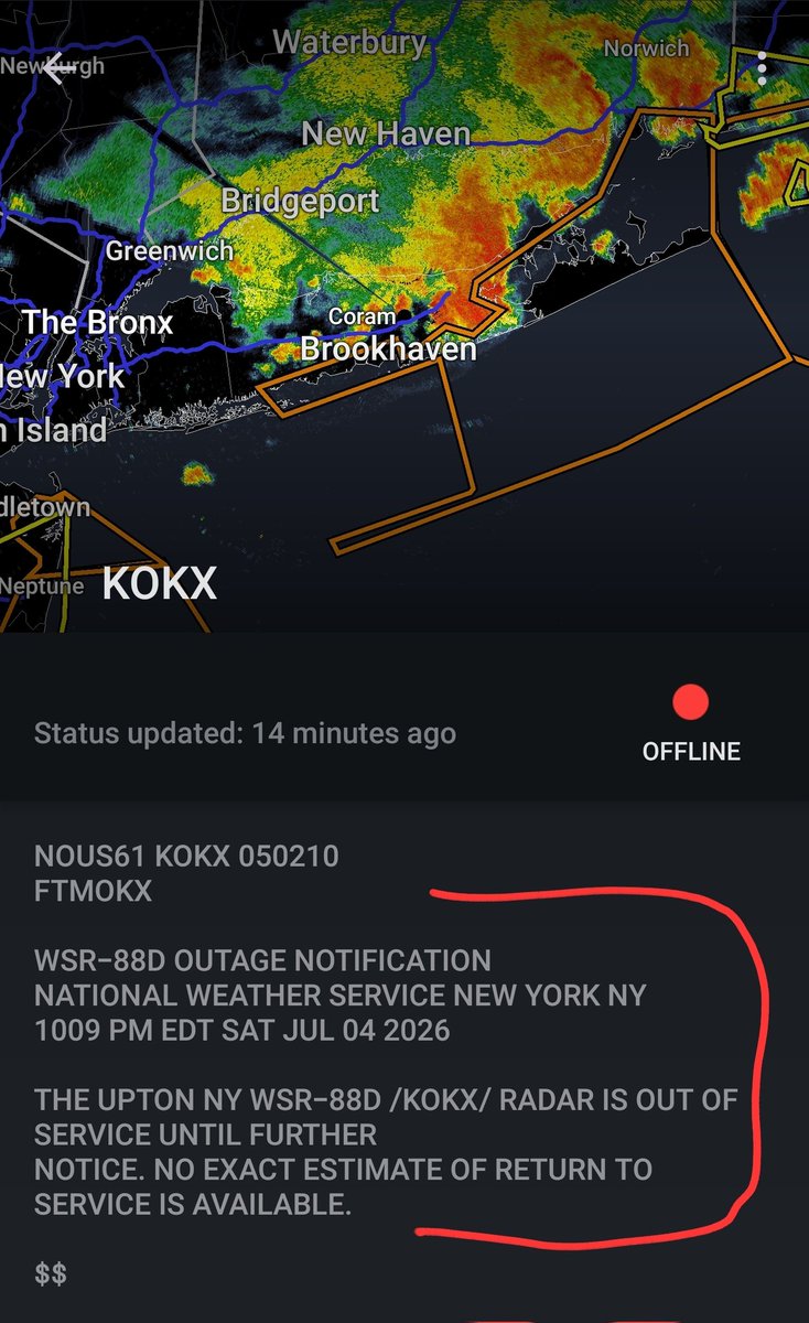 hoffmanrich's tweet photo. @NWSNewYorkNY did the storm take out the Doppler? @MattHammer12 @AlexCalamiaWx https://t.co/2aB6eS5DZs