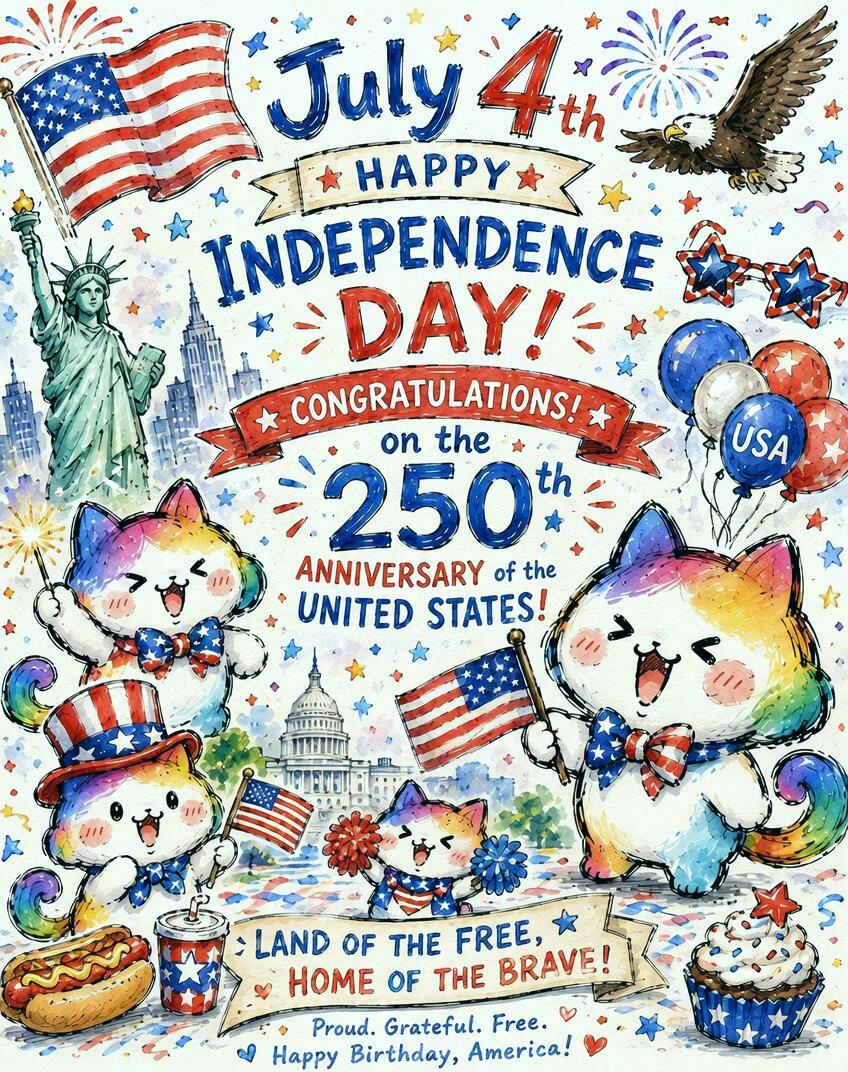 fx22mj's tweet photo. Happy 250th birthday to the United States! 🇺🇸🎉✨ So awesome to celebrate this milestone! ٩(^‿^)۶ https://t.co/VSmaI70TsT